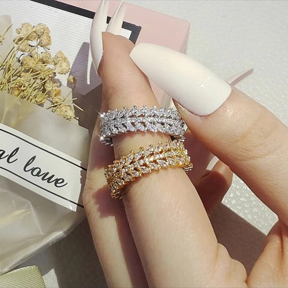 ETERNITY BAND DIAMOND CUT S925 STERLING SILVER RING, BEAUTIFUL RING, SHINY RING - Picture 4 of 5